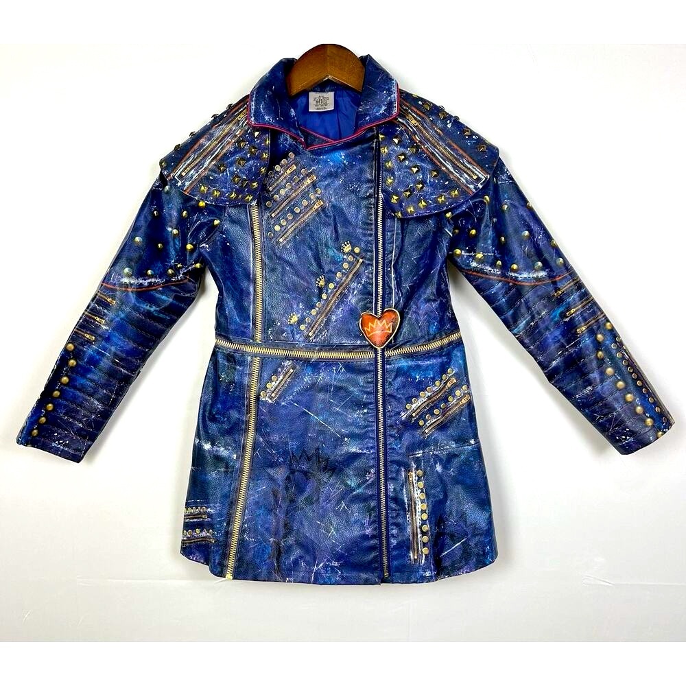 Disney Store Descendants 2 Evie Faux Leather Costume Long Jacket Sz 9/10